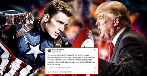 Captain America ធ្វេីការរិះគន់ចំៗ លេីប្រធានាធិបតីអាមេរិចលោក​ Donald Trump ថាជាមនុស្ស​ល្ងង់ និងគេចវេស
