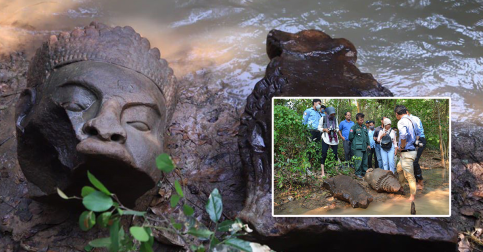 ព្រះបដិមាសីសៈចំនួន២ ត្រូវបានលើកចេញពីប្រឡាយទឹកនៅខ្លោងទ្វារខ្មោច
