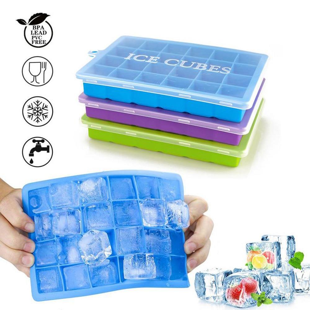 24 Grids Silicone Ice Cube Tray Molds Square Shape Ice Cube Maker Fruit Popsicle Ice Cream