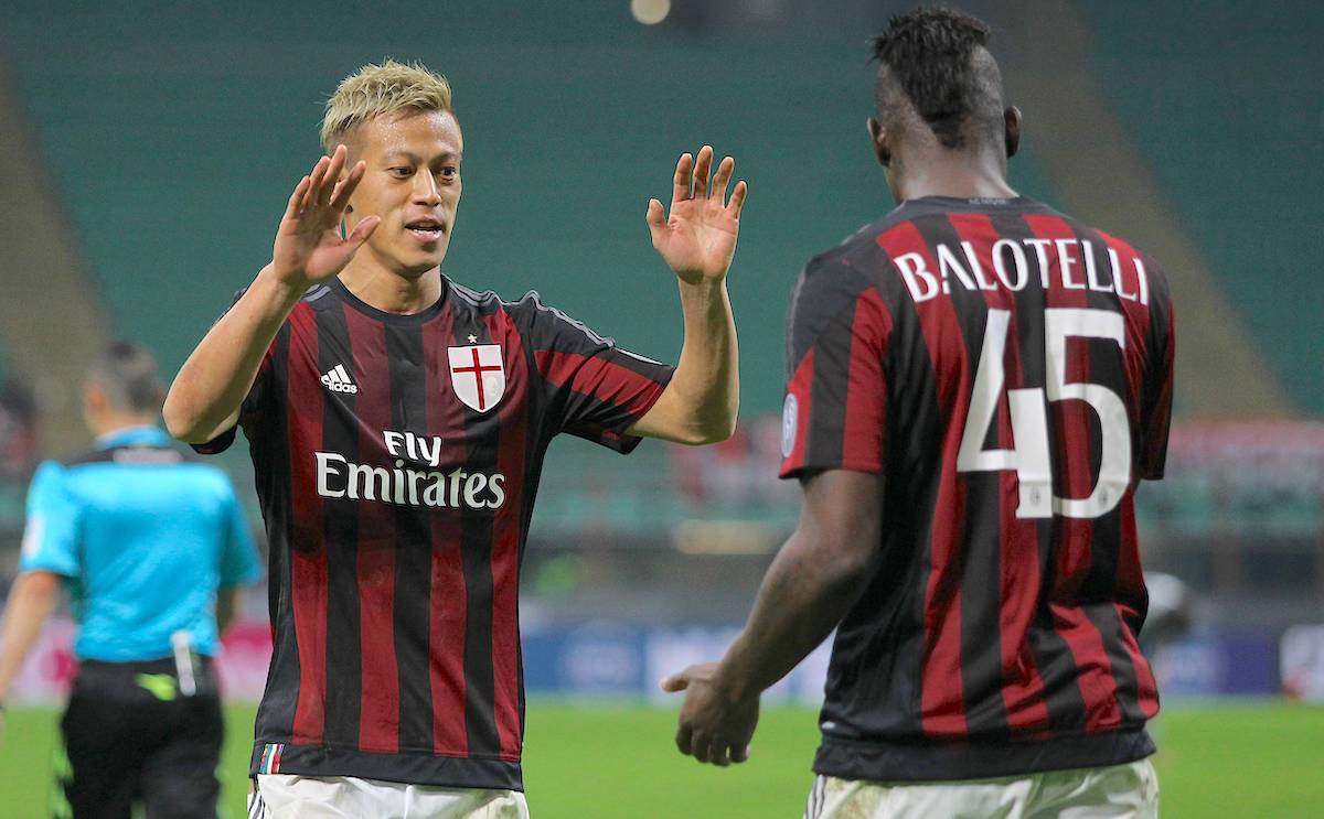 KEISUKE HONDA MARIO BALOTELLI COPPA ITALIA TIM 2015 16 AC Milan Vs US Alessandria 5 0 PUBLICATIONxN