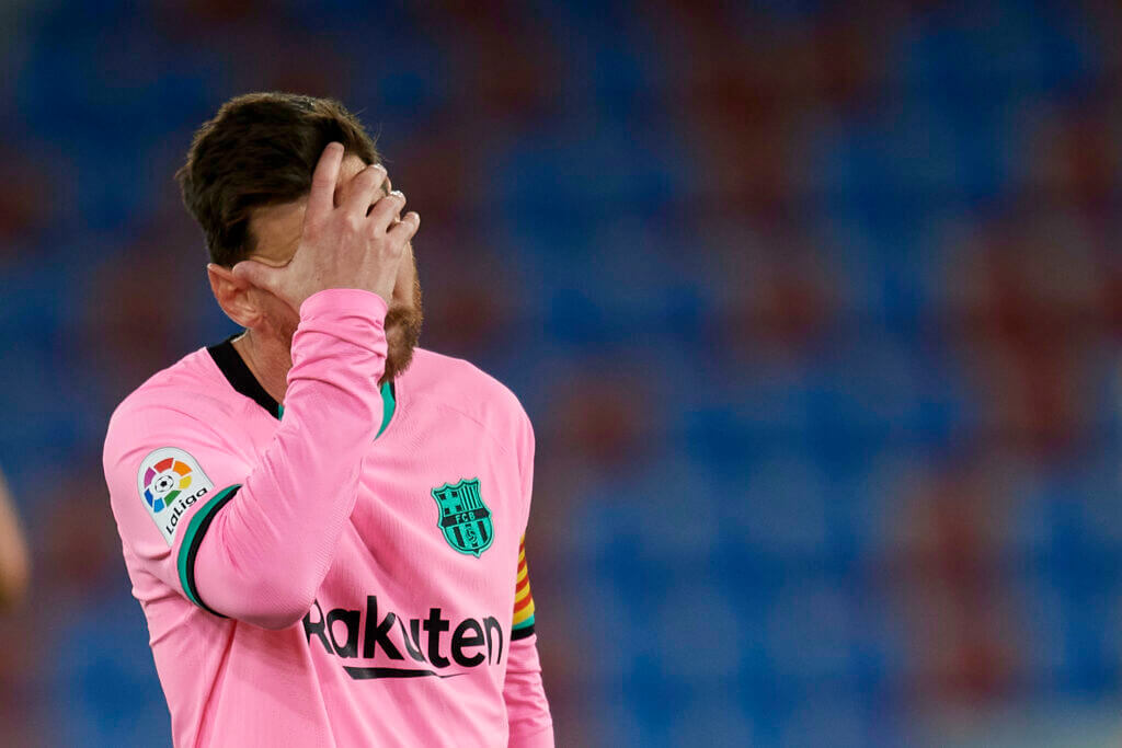 Levante UD V FC Barcelona, Barca   La Liga Santander Lionel Messi Of Barcelona Head Down After Conceding Levante S Thir