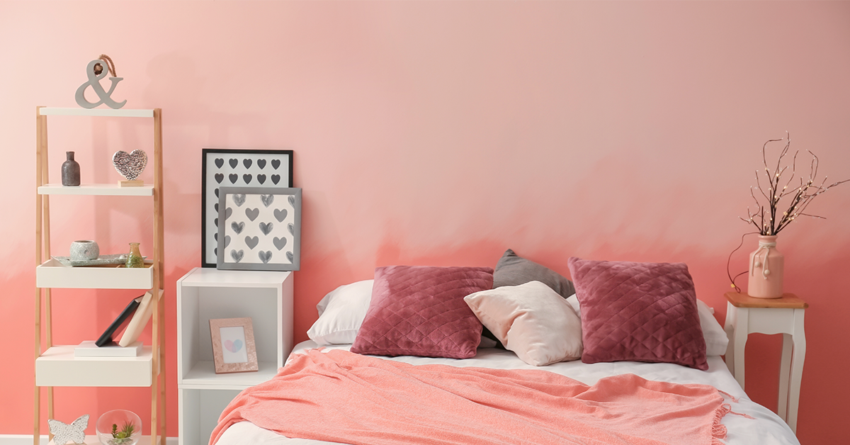 Pink Ombre Bedroom Wall