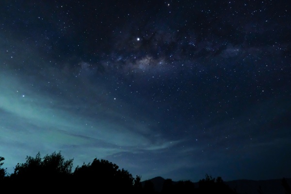 Milky,Way,In,Misty,Sky,Over,Bromo,,Indonesia