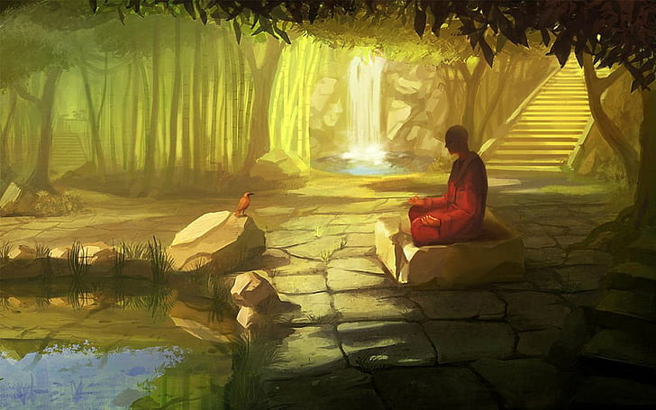 Meditation Monks Artwork Wallpaper Preview