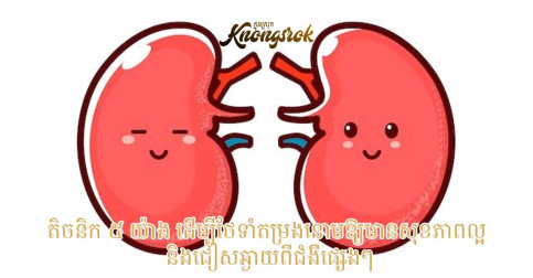 តិចនិក ៥ យ៉ាង ដើម្បីថែទាំតម្រងនោមឱ្យមានសុខភាពល្អ និងជៀសឆ្ងាយពីជំងឺផ្សេងៗ