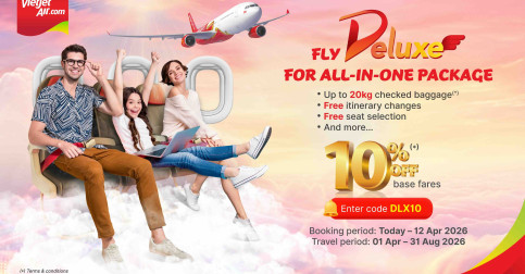 Vietjet មានការផ្តល់ជូនពិសេសសម្រាប់រដូវក្តៅដោយបញ្ចុះតម្លៃសំបុត្រ Deluxe ១០% និង​ Eco ១០០%