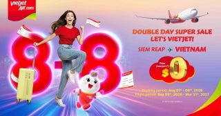  Vietjet ដែលជាក្រុមហ៊ុនឈ្នះពានរង្វាន់ជាច្រើន ផ្តល់ជូនប្រូម៉ូសិនបញ្ចុះតម្លៃសំបុត្រថ្នាក់អេកូរយៈពេលមួយសប្តាហ៍ដែលមានតម្លៃចាប់ពី ០ ដុល្លារអាមេរិក​ សម្រាប់អ្នកធ្វើដំណើរពីប្រទេសកម្ពុជា