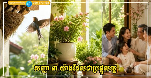 មនុស្សបុរាណជឿថា នេះជាសញ្ញា ៣ យ៉ាង ដែលជាប្រផ្នូលល្អ បើវាកើតឡើងនៅក្នុងផ្ទះ
